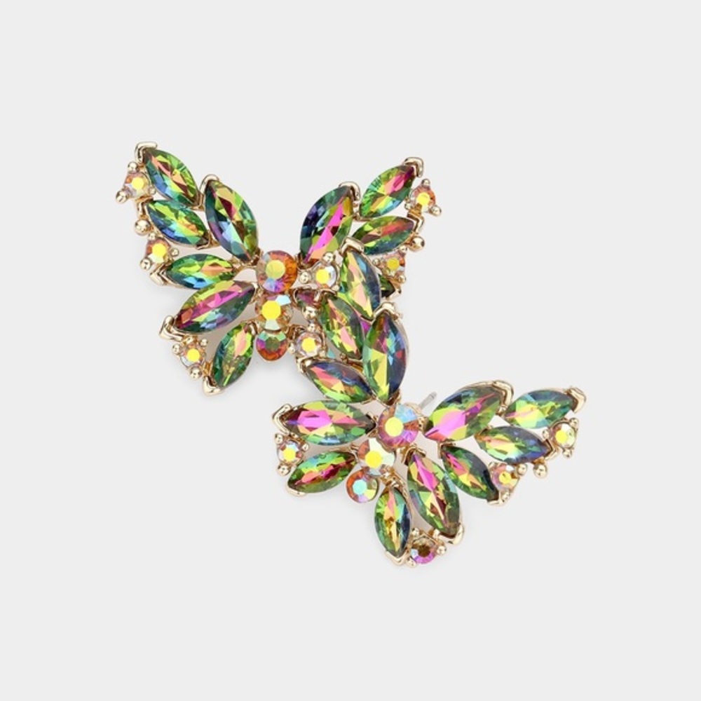 Crystal stone butterfly earrings